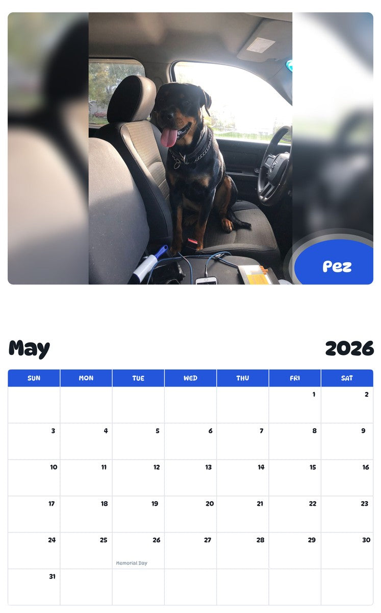 2026 - 2027 Pez - Pawidols Pet Calendar