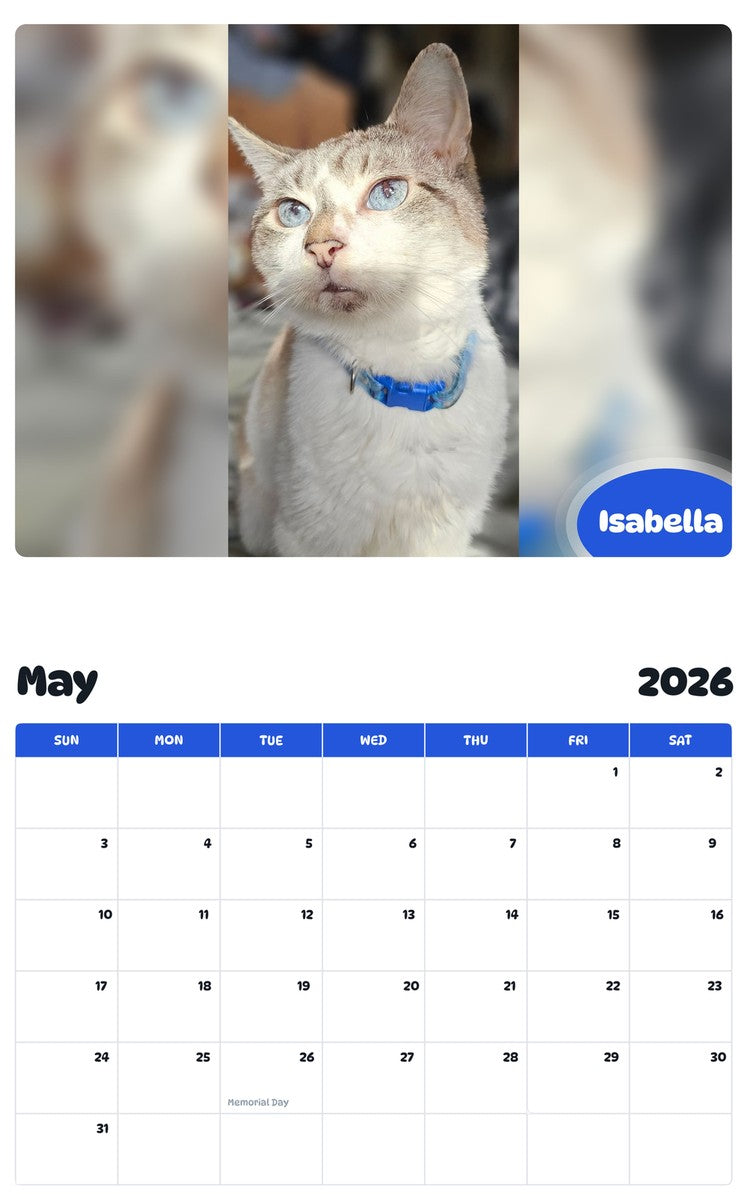 2026 - 2027 Isabella - Pawidols Pet Calendar