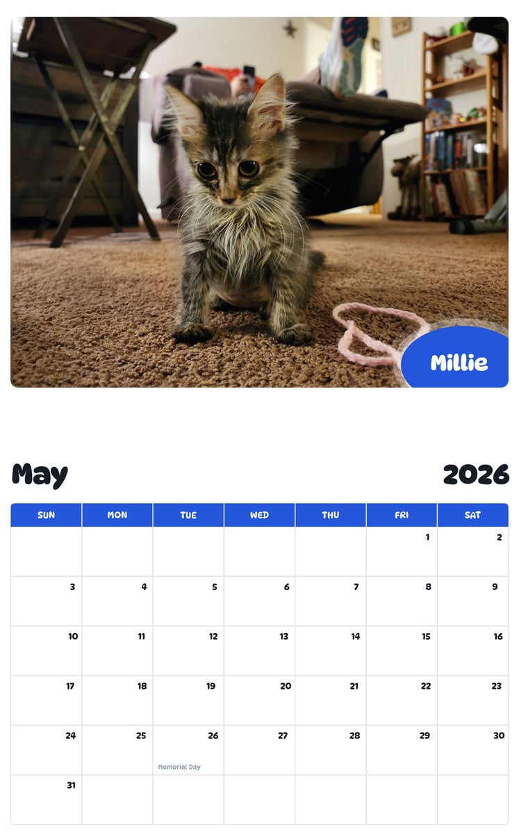 2026 - 2027 Millie - Pawidols Pet Calendar
