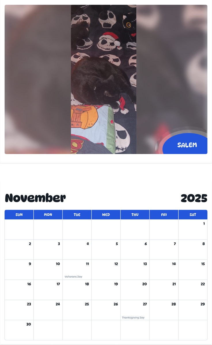 July 2025 - June 2026 Salem - Pawidols Pet Calendar