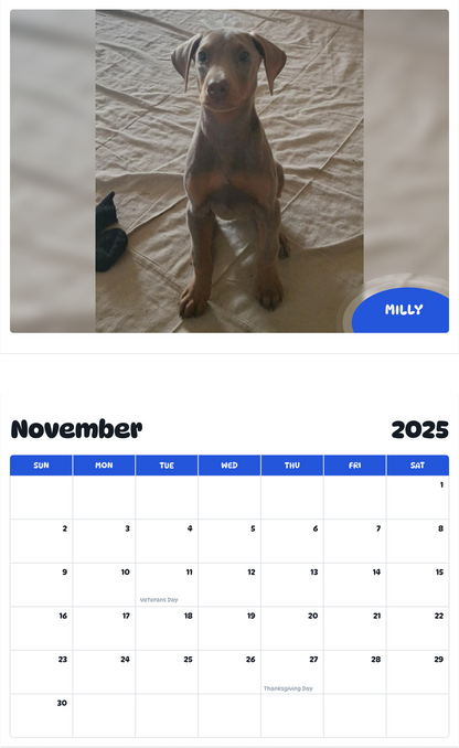 July 2025 - June 2026 Milly - Pawidols Pet Calendar