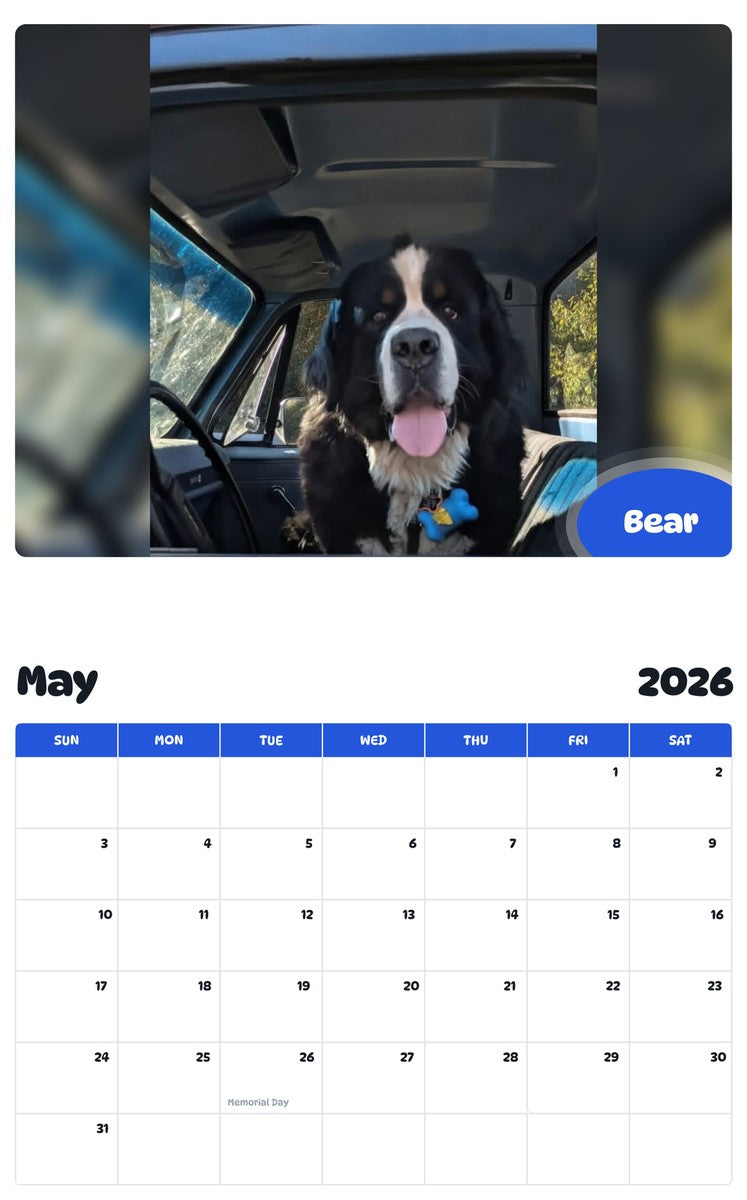 2026 - 2027 Bear - Pawidols Pet Calendar