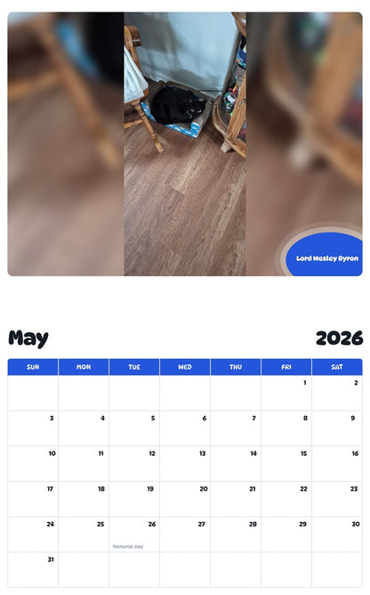 2026 - 2027 Lord Wesley Byron - Pawidols Pet Calendar