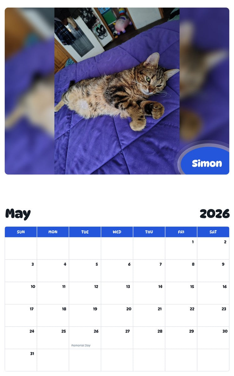 2026 - 2027 Simon - Pawidols Pet Calendar