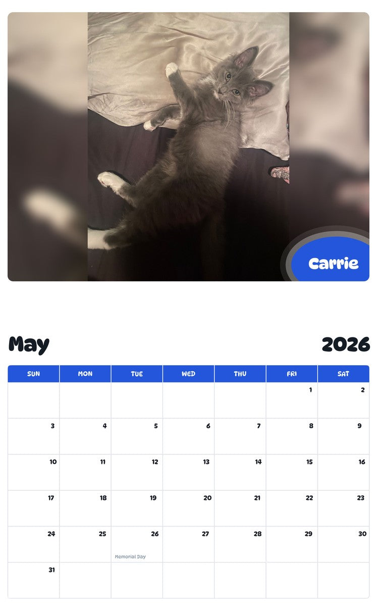 2026 - 2027 Carrie - Pawidols Pet Calendar