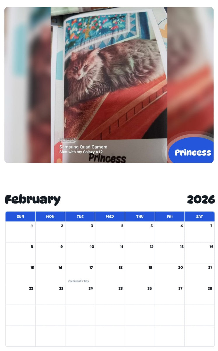October 2025 - September 2026 Princess - Pawidols Pet Calendar