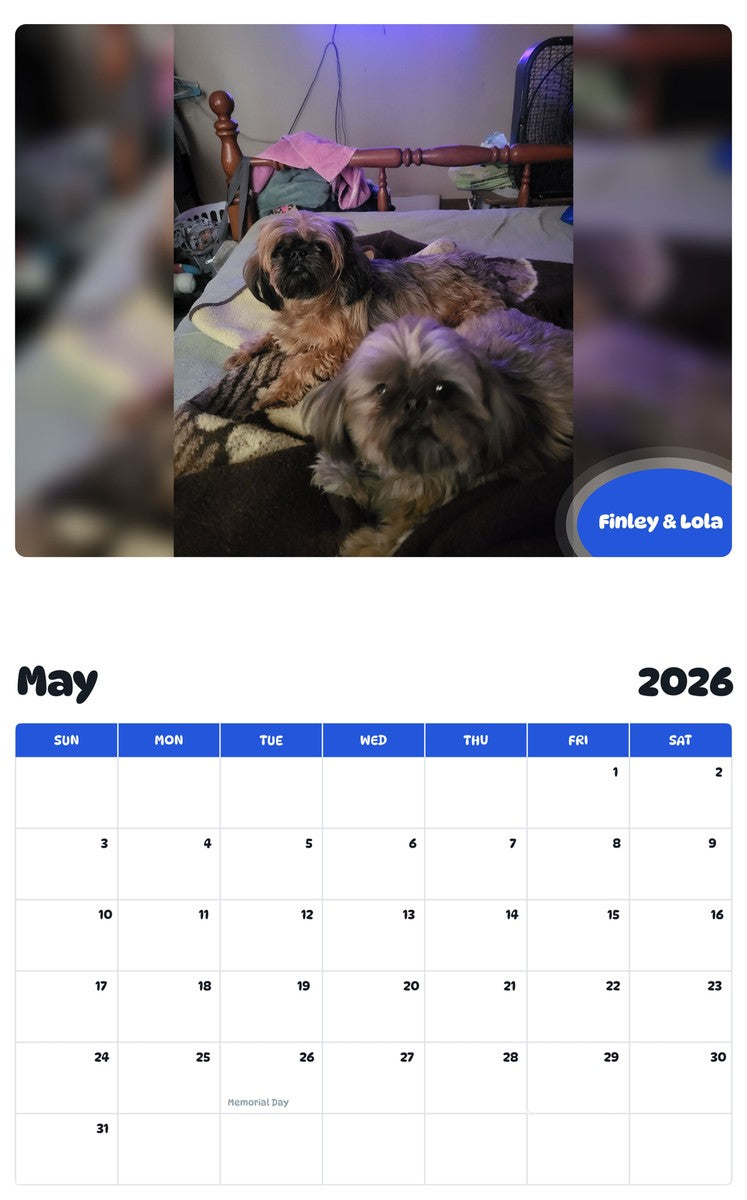 2026 - 2027 Finley & Lola - Pawidols Pet Calendar