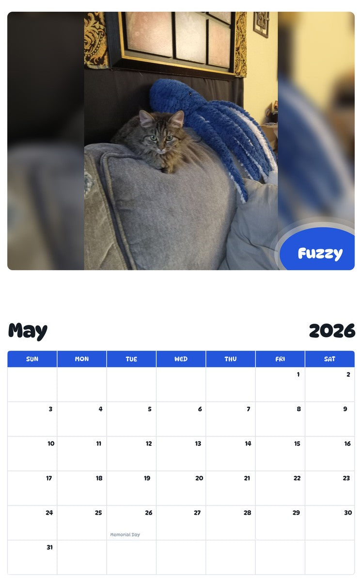 2026 - 2027 Fuzzy - Pawidols Pet Calendar