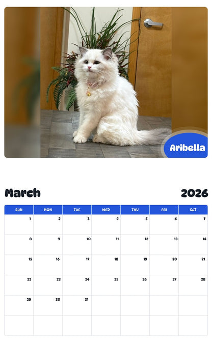 November 2025 - October 2026 Aribella - Pawidols Pet Calendar