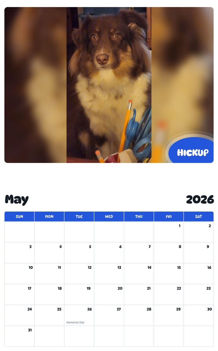 2026 - 2027 HICKUP - Pawidols Pet Calendar