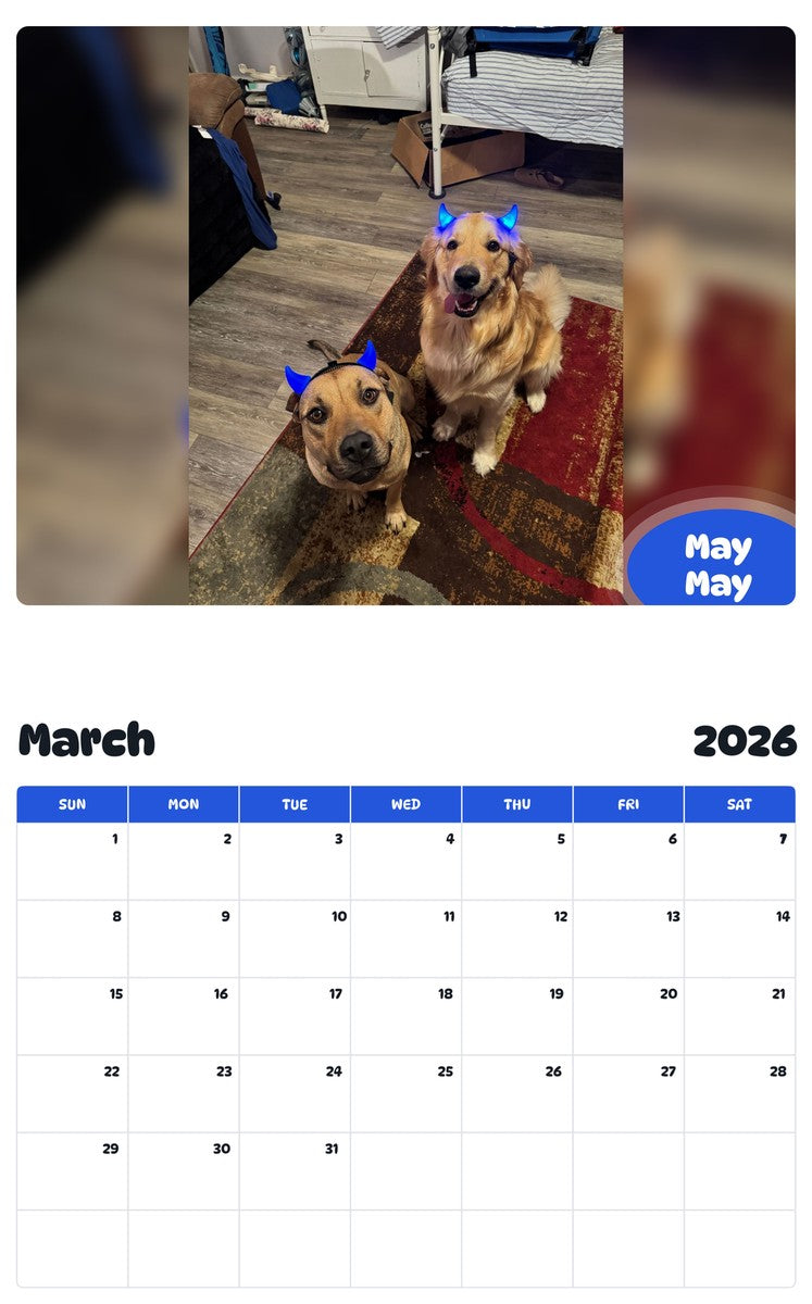 November 2025 - October 2026 May May - Pawidols Pet Calendar