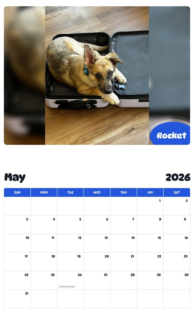 2026 - 2027 Rocket - Pawidols Pet Calendar