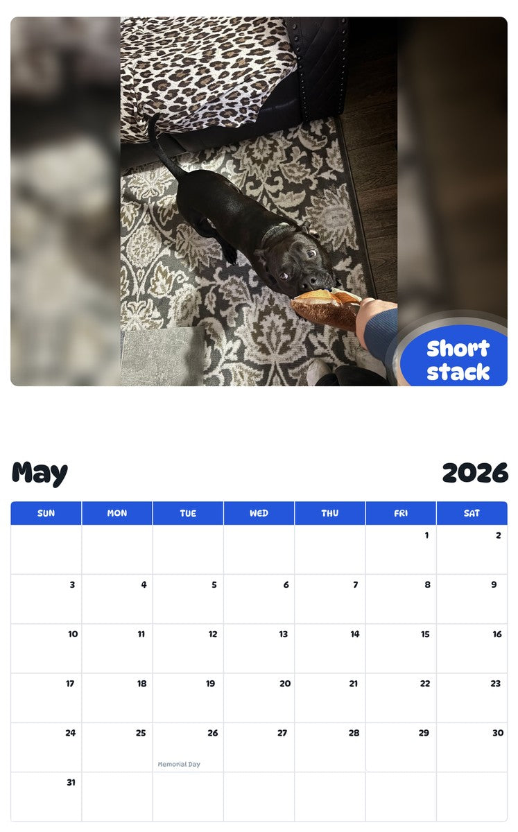2026 - 2027 Short stack - Pawidols Pet Calendar
