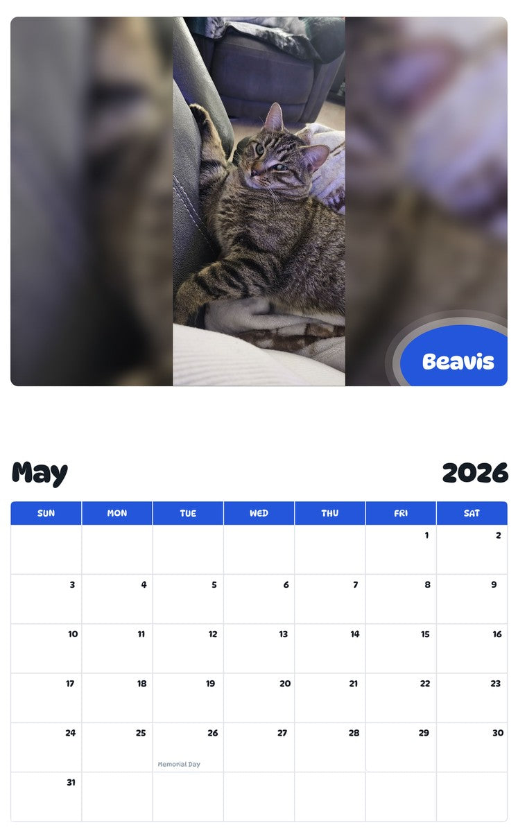 2026 - 2027 Beavis - Pawidols Pet Calendar