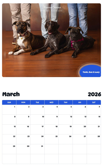 November 2025 - October 2026 Tank, Gus & Lucy - Pawidols Pet Calendar