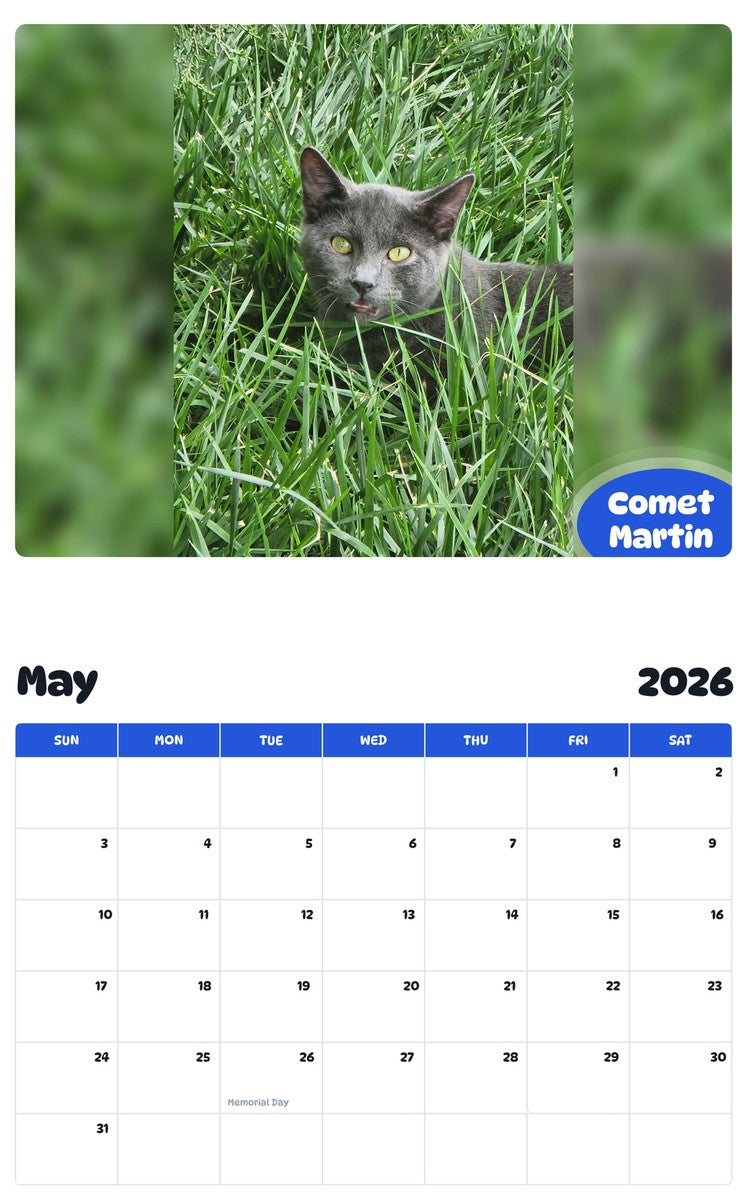 2026 - 2027 Comet Martin - Pawidols Pet Calendar