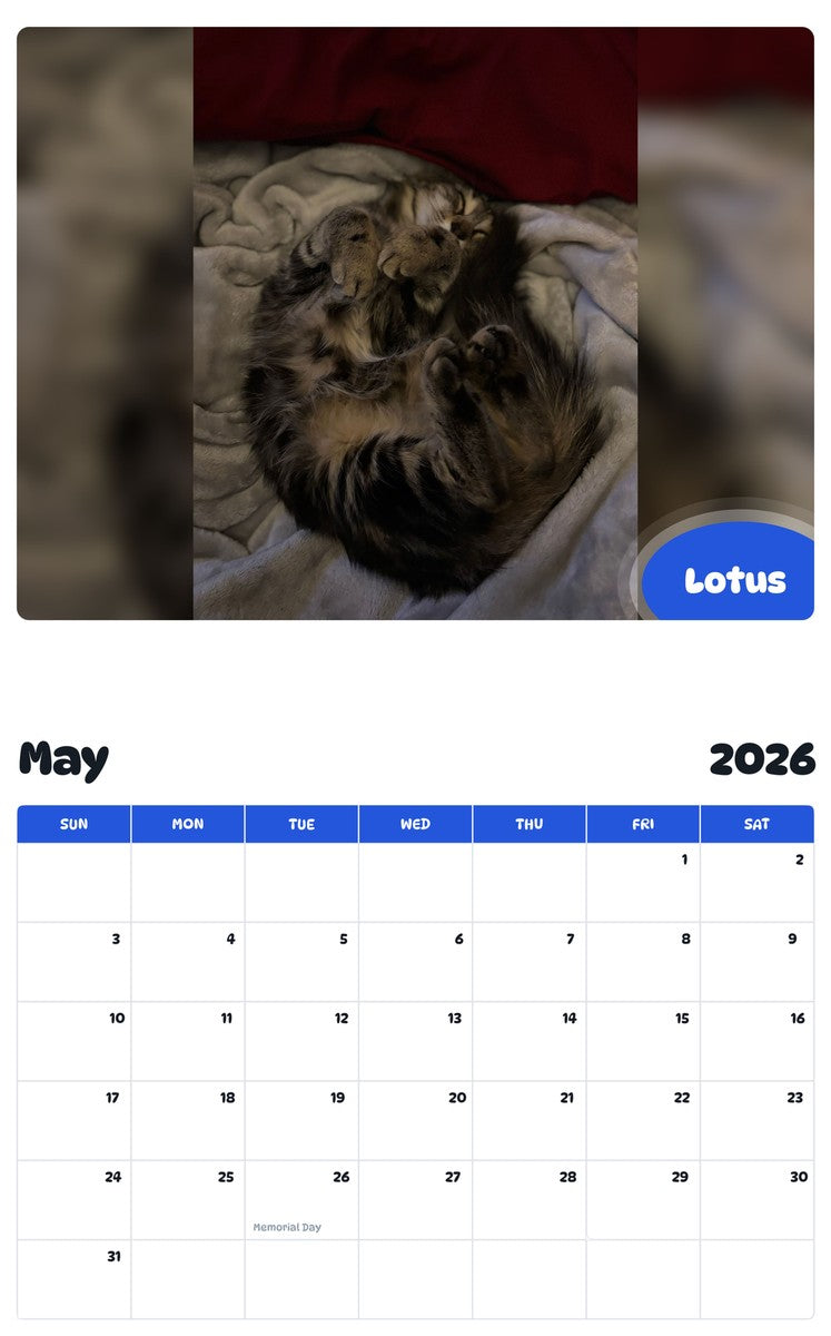 2026 - 2027 Lotus - Pawidols Pet Calendar