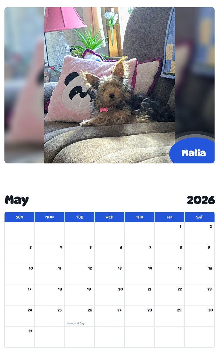 2026 - 2027 Malia - Pawidols Pet Calendar