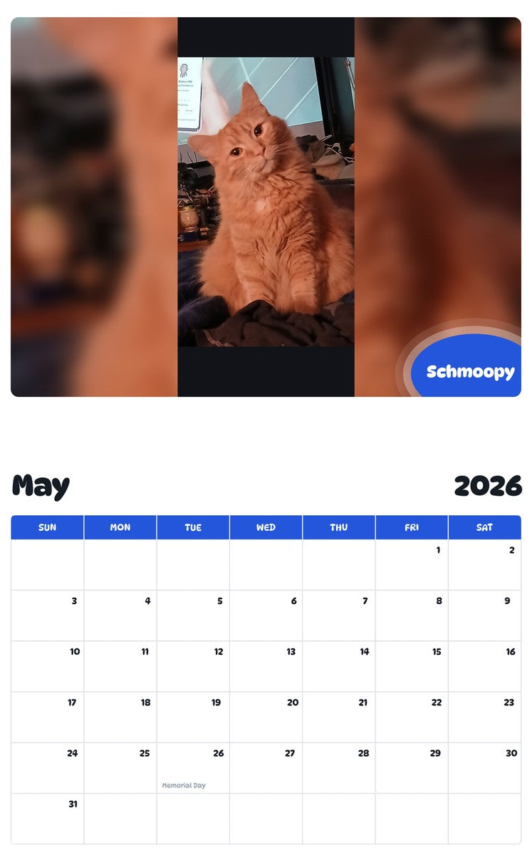 2026 - 2027 Schmoopy - Pawidols Pet Calendar