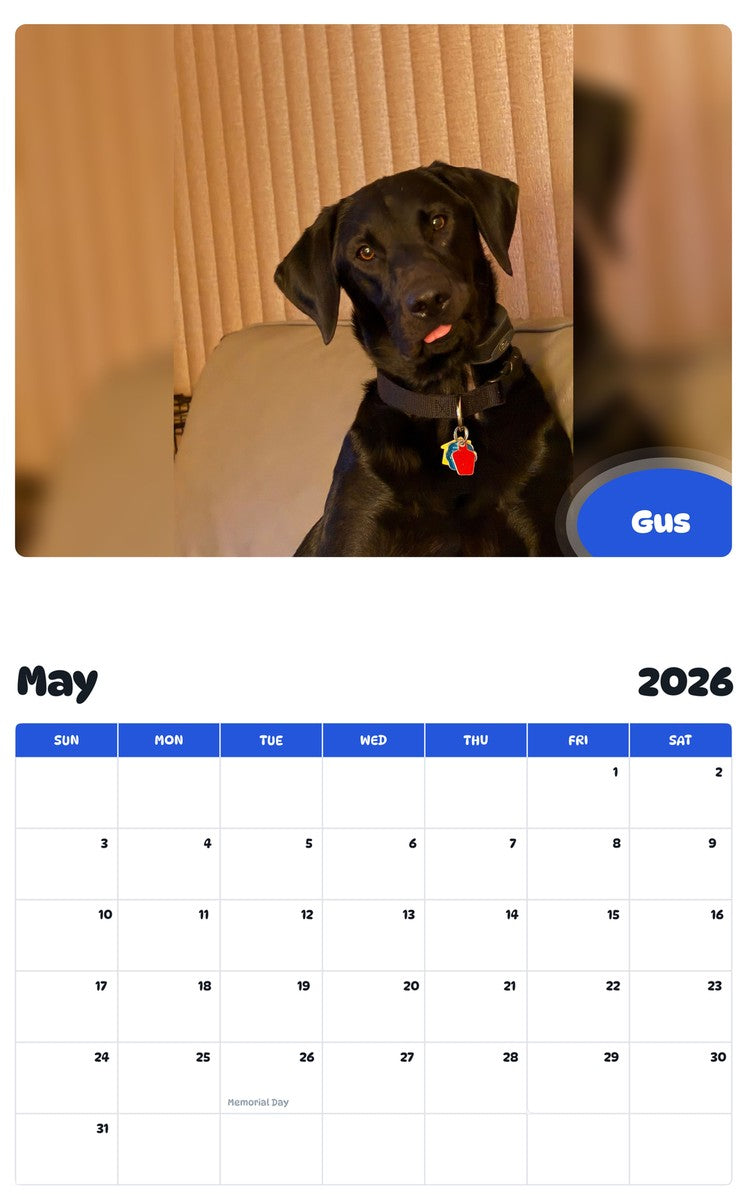 2026 - 2027 Gus - Pawidols Pet Calendar