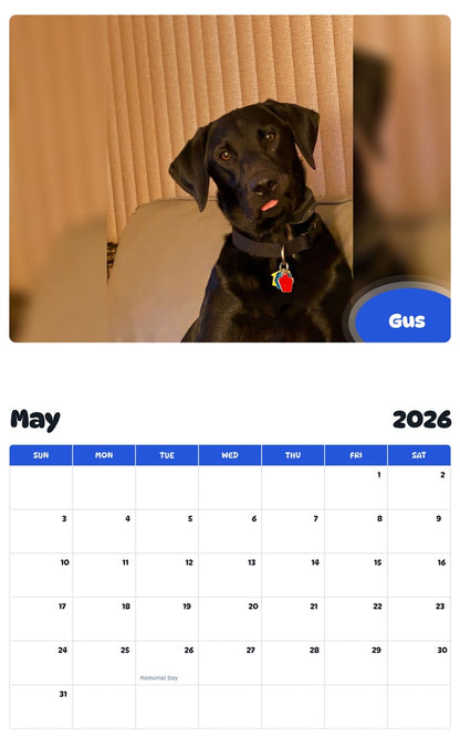 2026 - 2027 Gus - Pawidols Pet Calendar