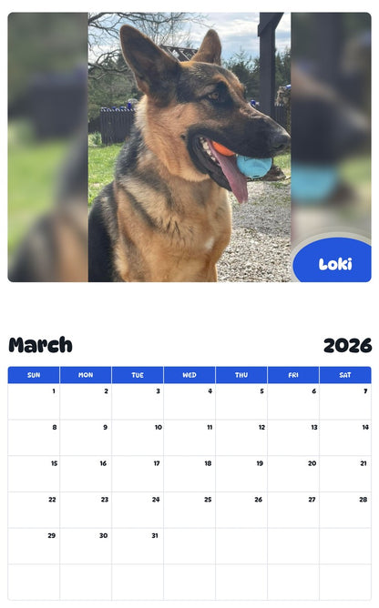November 2025 - October 2026 Loki - Pawidols Pet Calendar