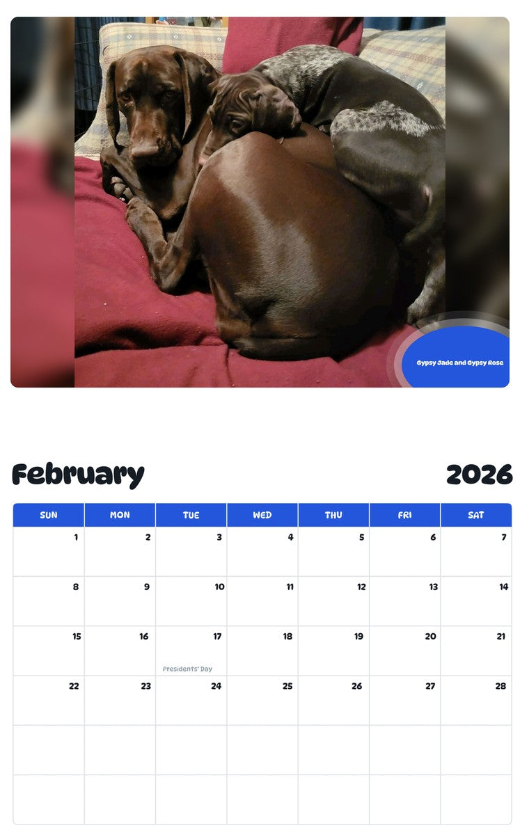 October 2025 - September 2026 Gypsy Jade and Gypsy Rose - Pawidols Pet Calendar