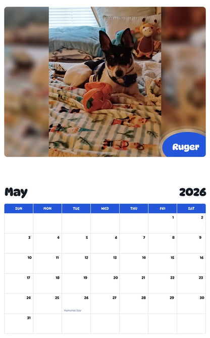 2026 - 2027 Ruger - Pawidols Pet Calendar