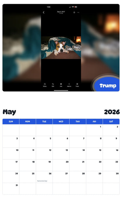 2026 - 2027 Trump - Pawidols Pet Calendar