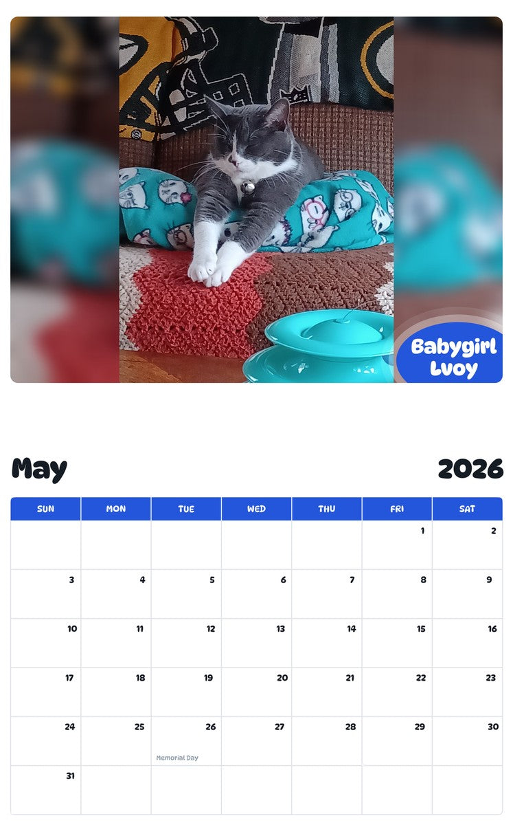 2026 - 2027 Babygirl Lvoy - Pawidols Pet Calendar