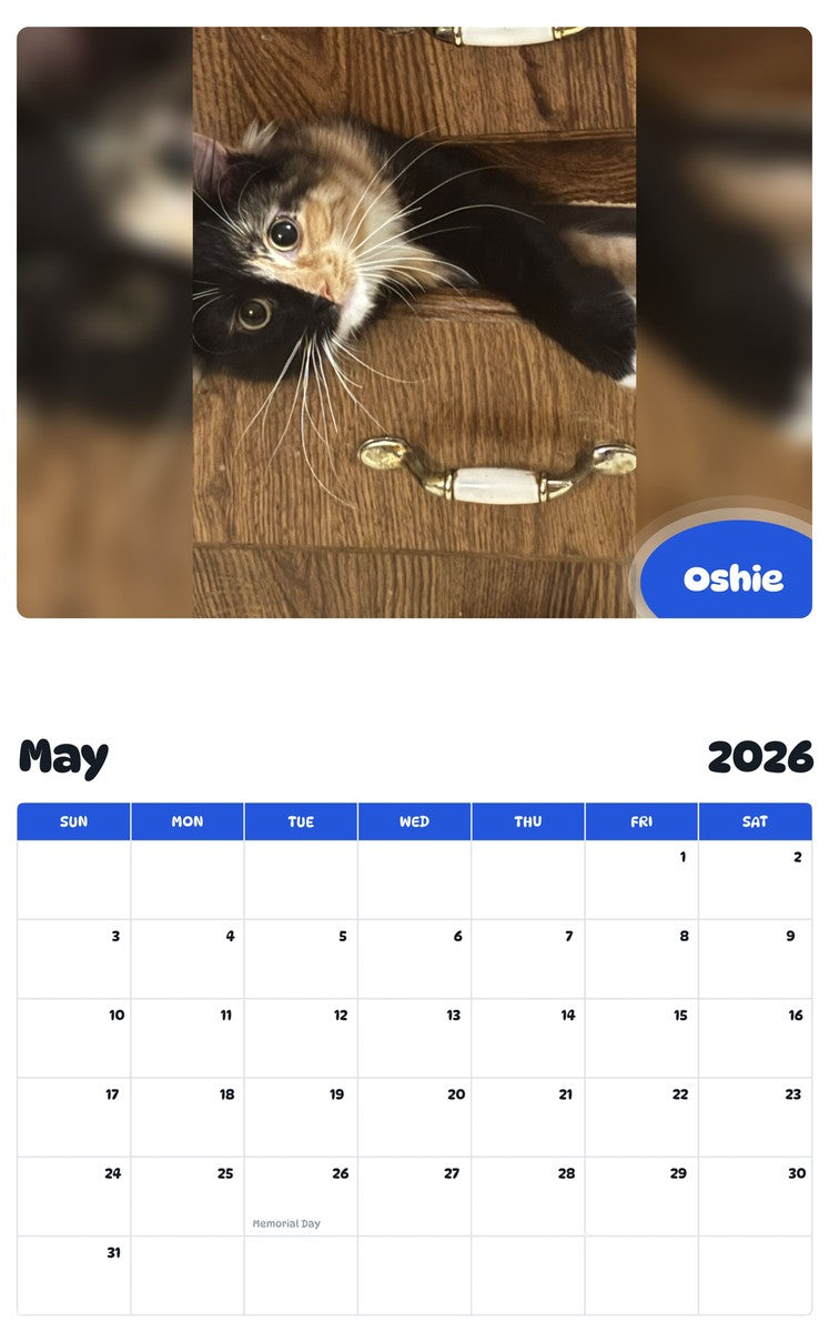 2026 - 2027 Oshie - Pawidols Pet Calendar