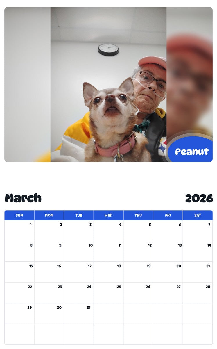 November 2025 - October 2026 Peanut - Pawidols Pet Calendar