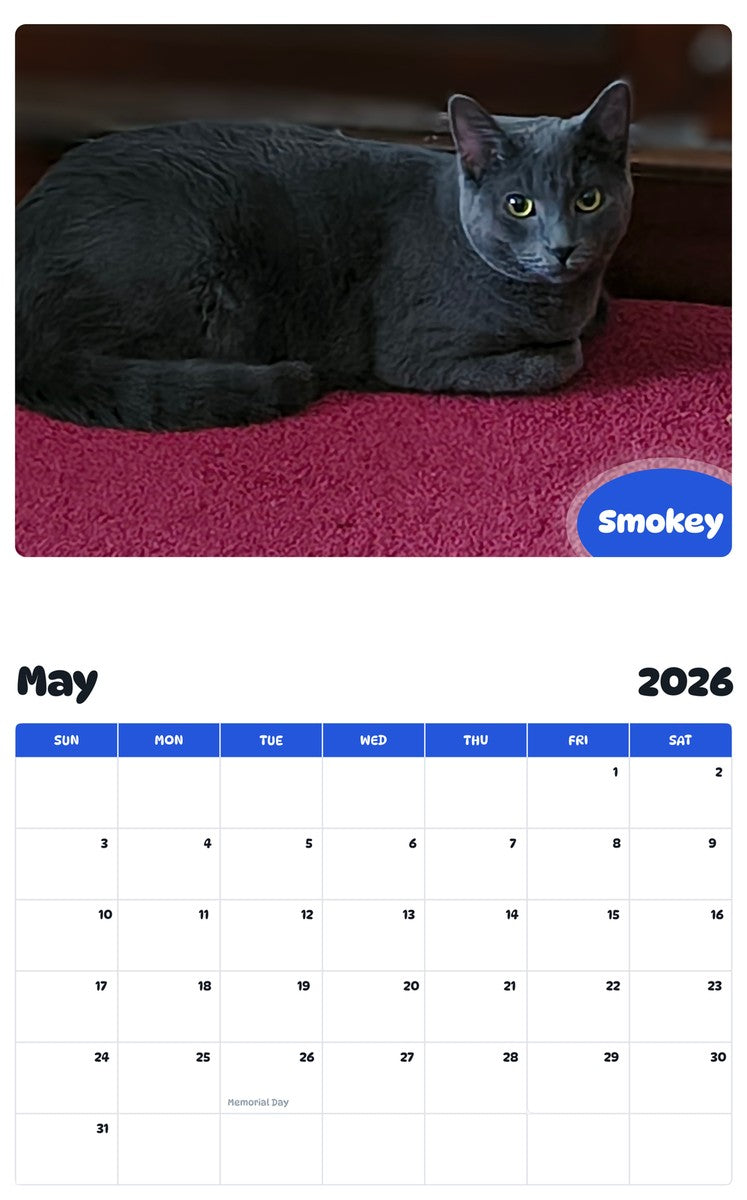 2026 - 2027 Smokey - Pawidols Pet Calendar