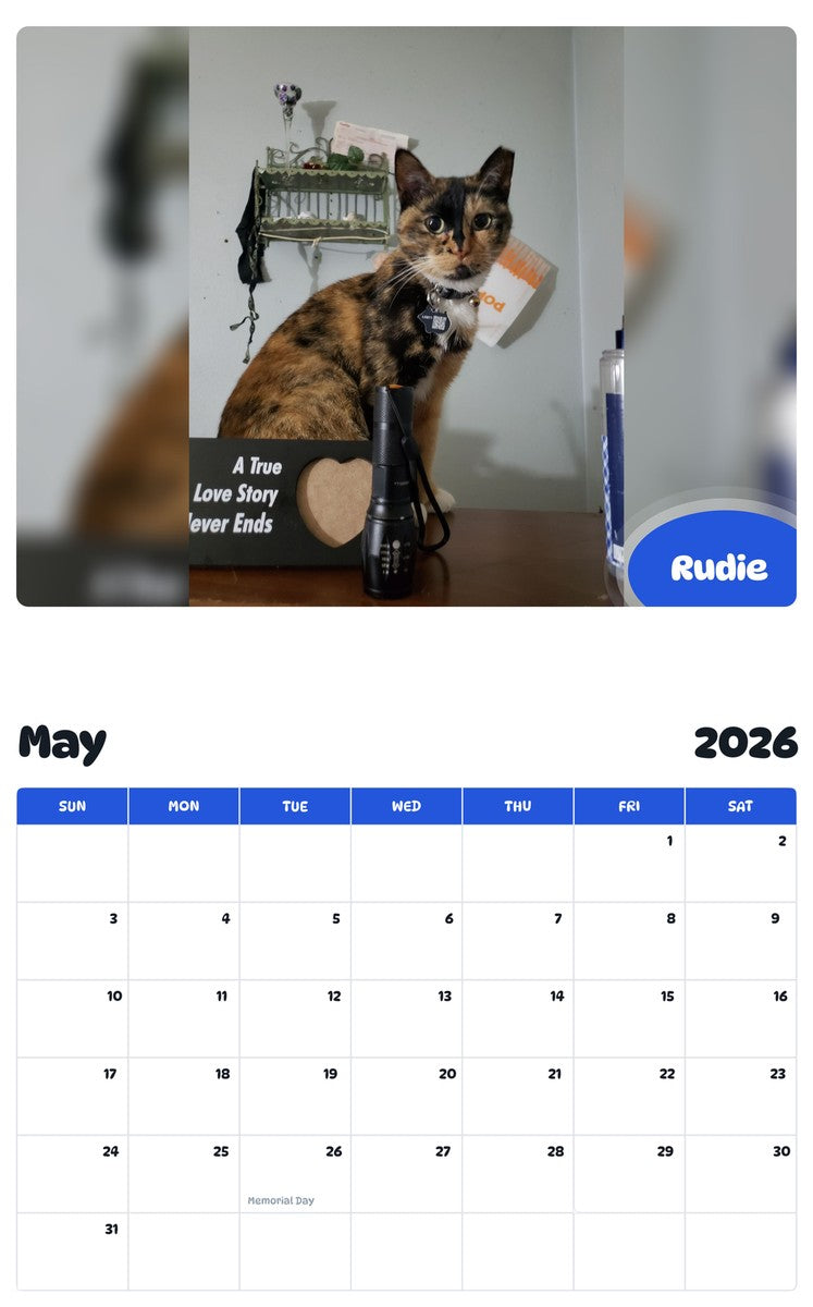 2026 - 2027 Rudie - Pawidols Pet Calendar