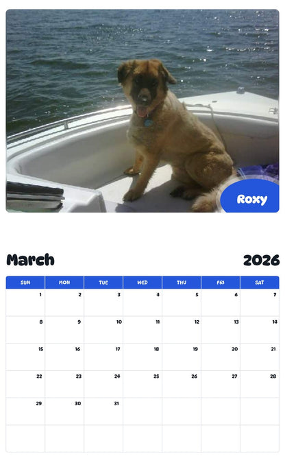 November 2025 - October 2026 Roxy - Pawidols Pet Calendar