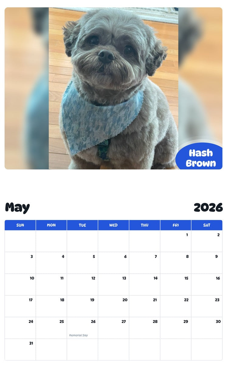 2026 - 2027 Hash Brown - Pawidols Pet Calendar