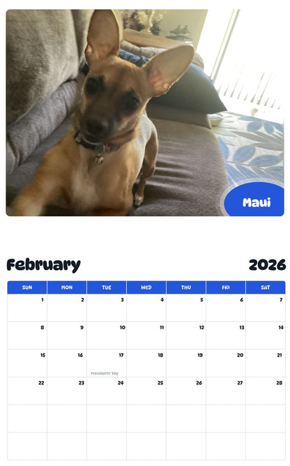 October 2025 - September 2026 Maui - Pawidols Pet Calendar
