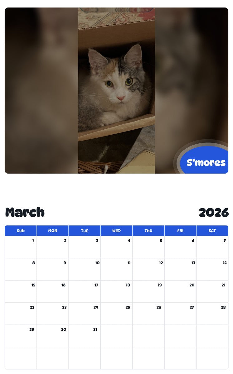 November 2025 - October 2026 S’mores - Pawidols Pet Calendar