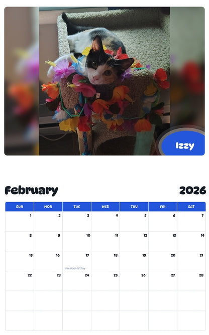 November 2025 - October 2026 Izzy - Pawidols Pet Calendar
