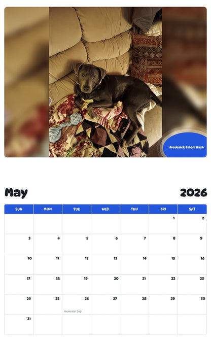 2026 - 2027 Frederick Salem Hash - Pawidols Pet Calendar