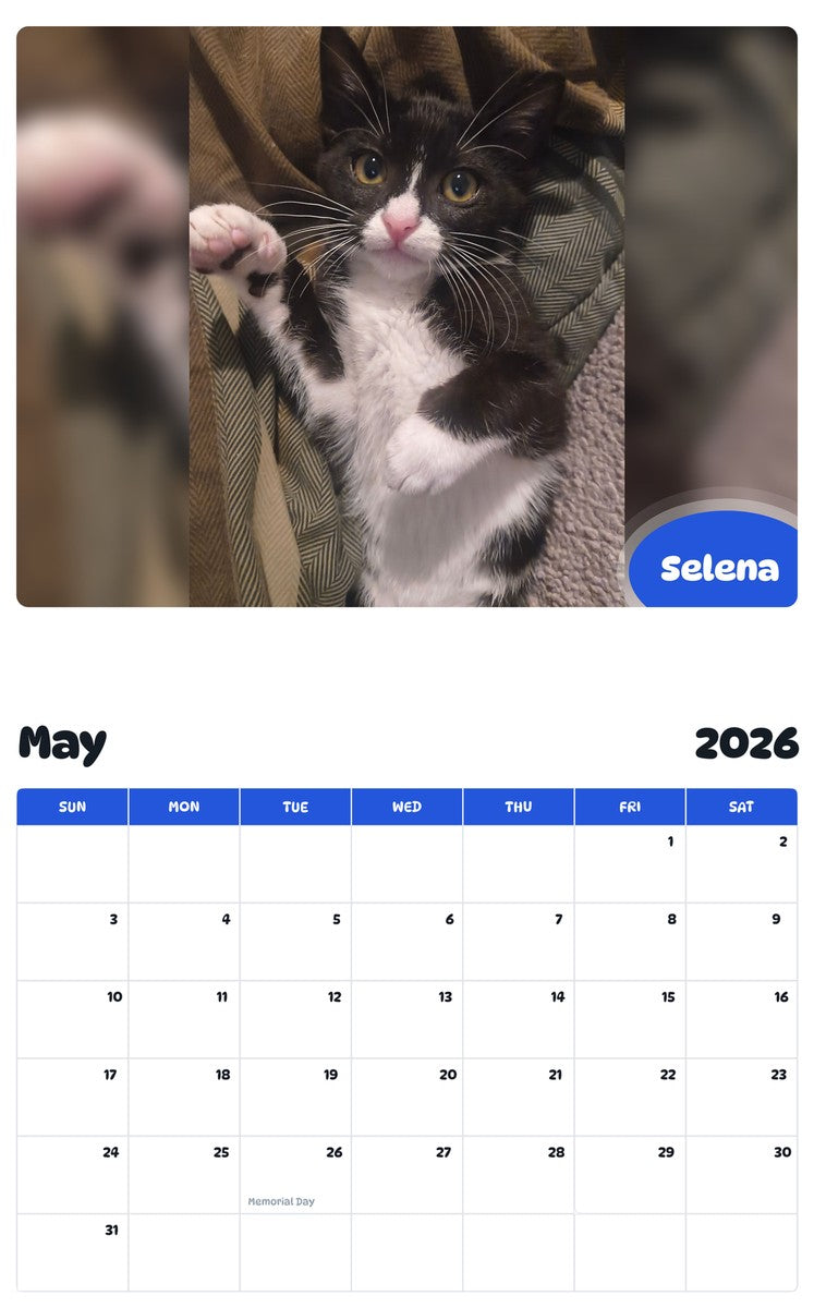 2026 - 2027 Selena - Pawidols Pet Calendar