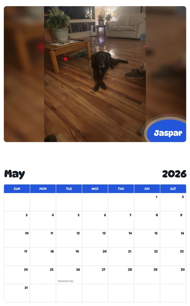 2026 - 2027 Jaspar - Pawidols Pet Calendar