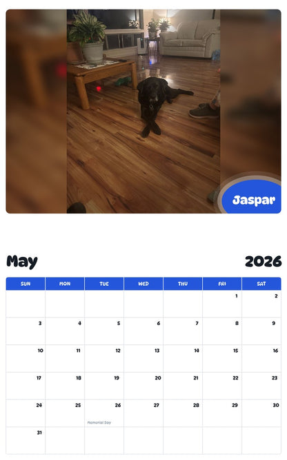 2026 - 2027 Jaspar - Pawidols Pet Calendar