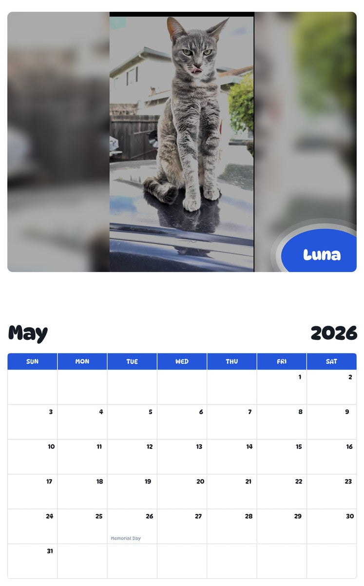 2026 - 2027 Luna - Pawidols Pet Calendar