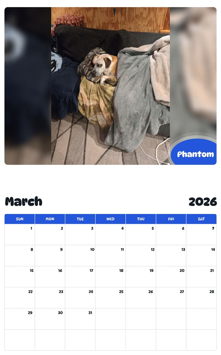 November 2025 - October 2026 Phantom - Pawidols Pet Calendar