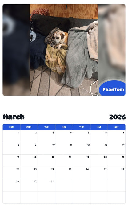 November 2025 - October 2026 Phantom - Pawidols Pet Calendar