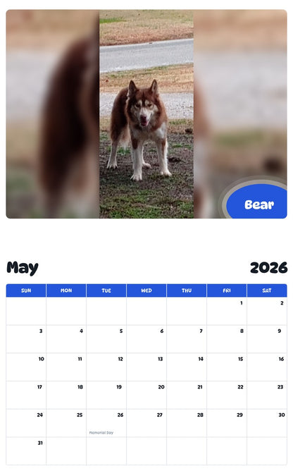 2026 - 2027 Bear - Pawidols Pet Calendar