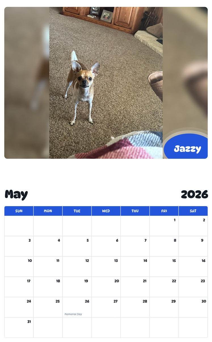 2026 - 2027 Jazzy - Pawidols Pet Calendar