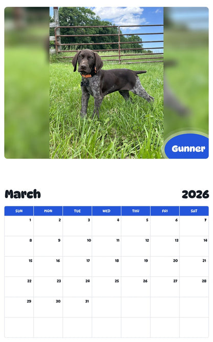 November 2025 - October 2026 Gunner - Pawidols Pet Calendar