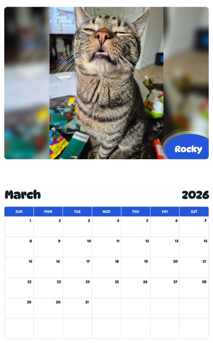 November 2025 - October 2026 Rocky - Pawidols Pet Calendar